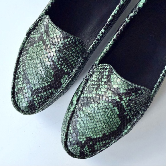 M. Gemi Felize Forest Green Python Snakeskin Embossed Loafers Size 38.5 IT 8 US - Picture 10 of 16